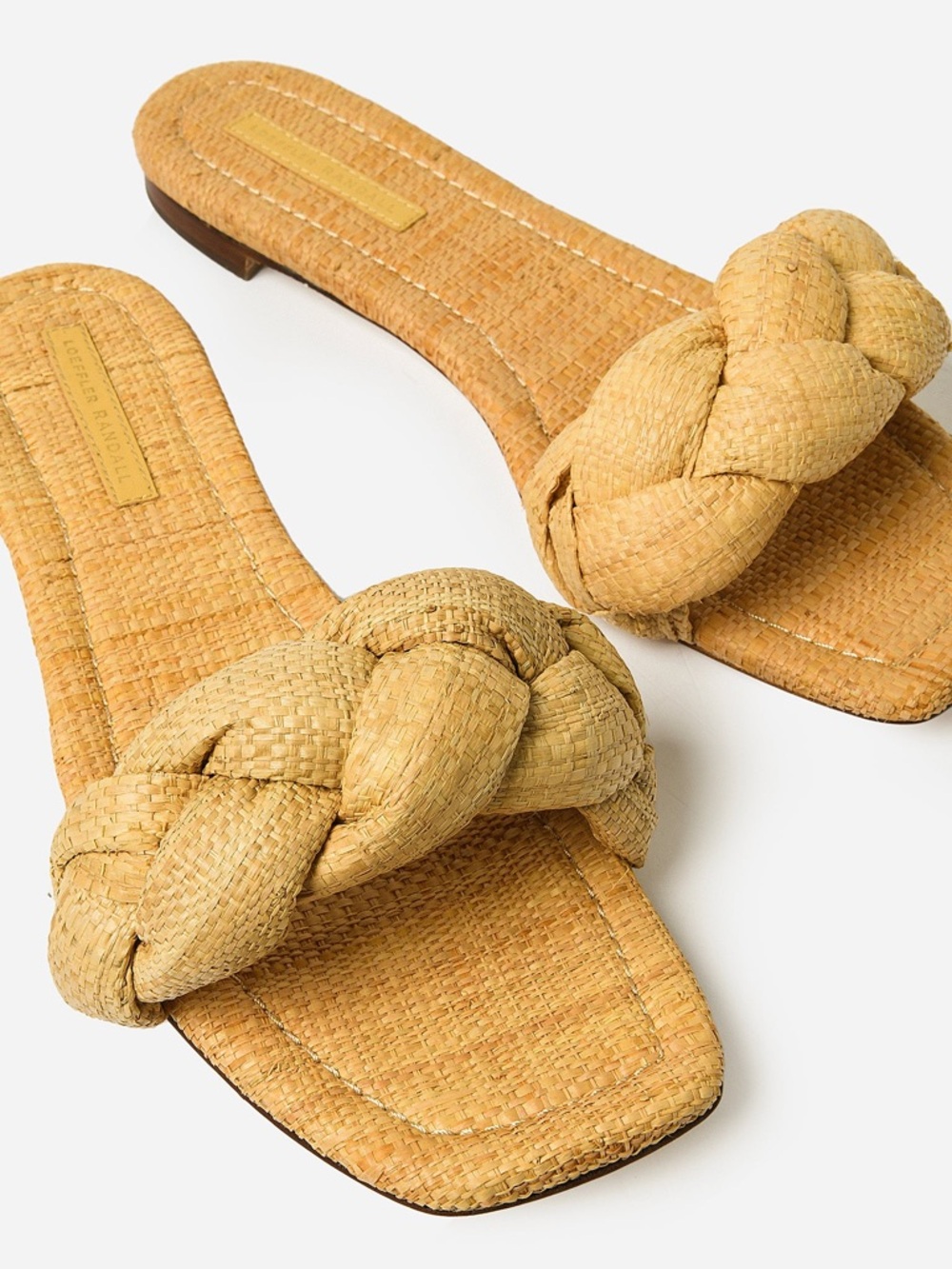 Loeffler Randall Braided Straw Slide Sandals - Natural